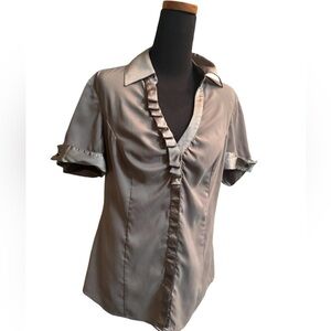 Y2K EXPRESS Satin Trim Ruffle Blouse Women’s Small Flirty Feminine 1990’s EUC